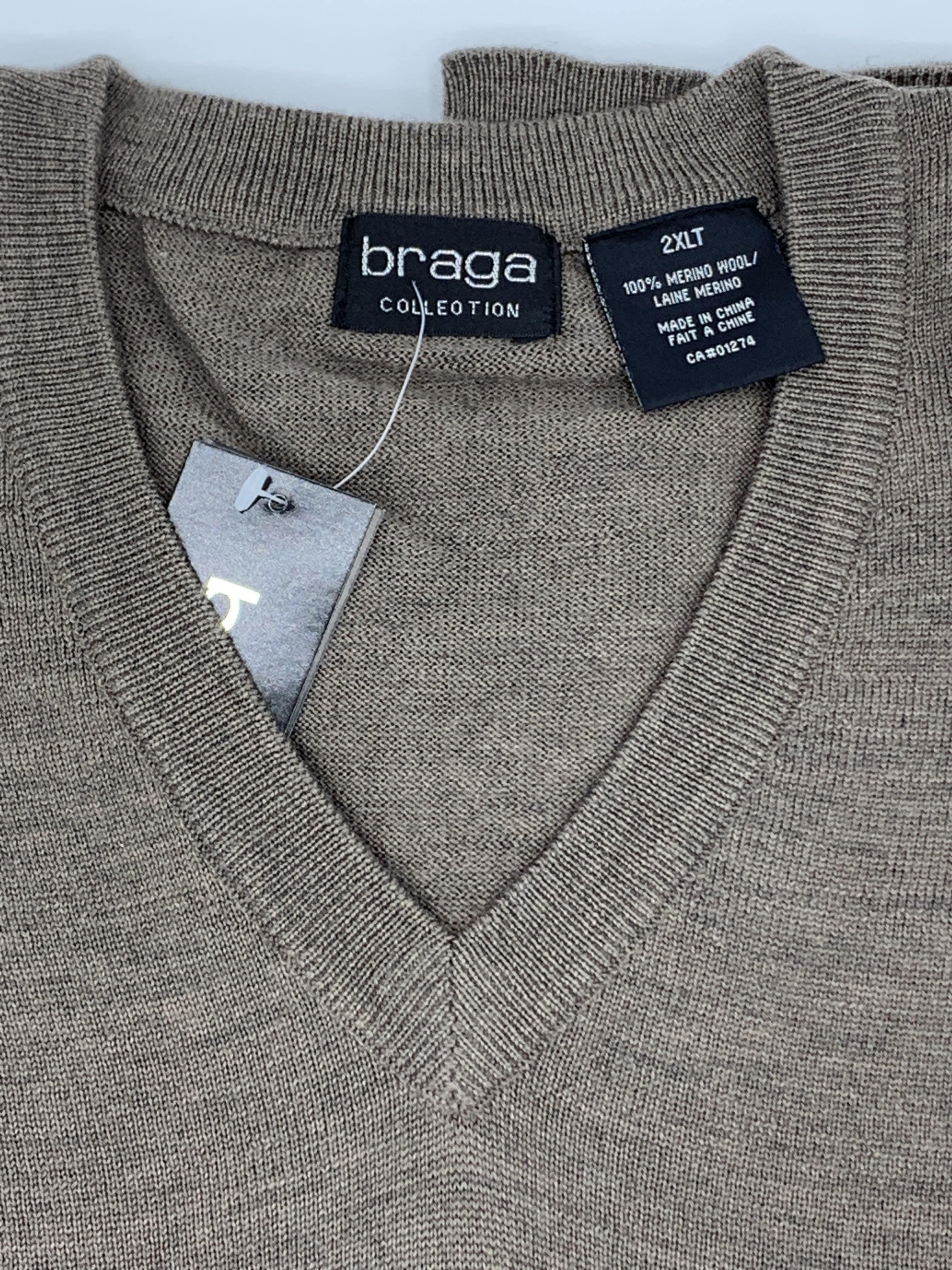 Braga V-Neck Camel Big and Tall Sweater WXM201