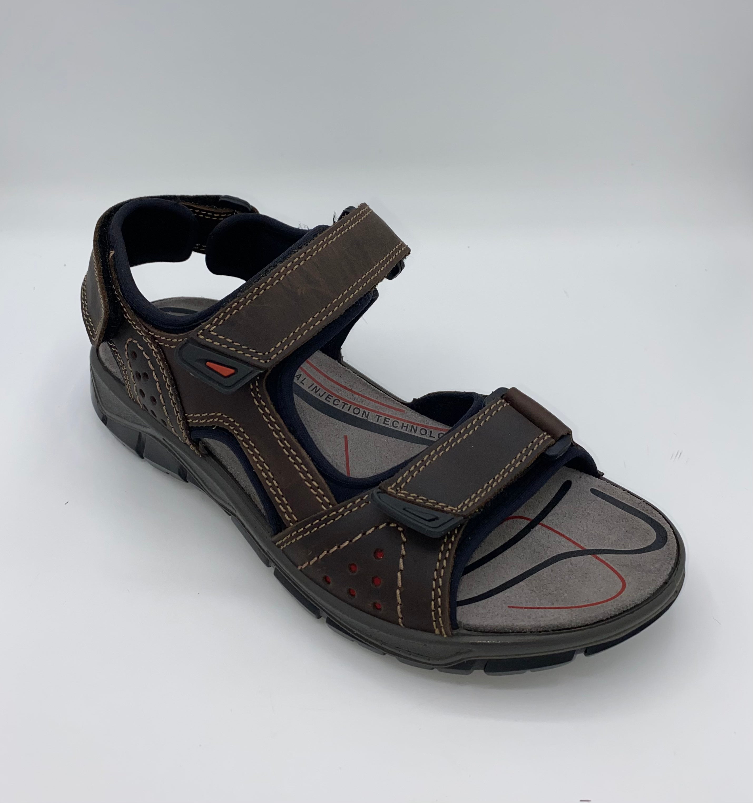 IMAC Italian Leather Velcro Sandals Dark Brown - 196264 3403/003