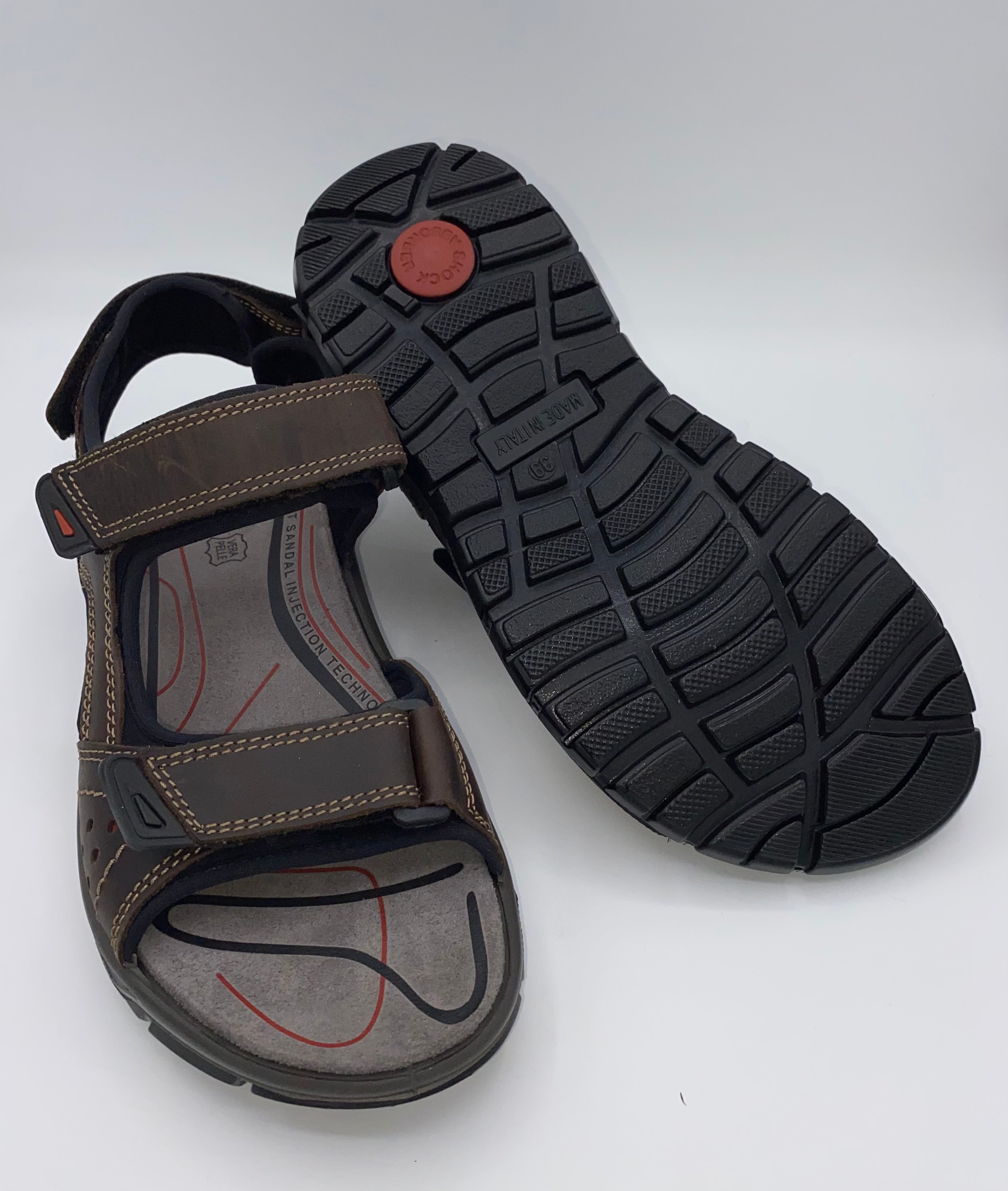 IMAC Italian Leather Velcro Sandals Dark Brown - 196264 3403/003