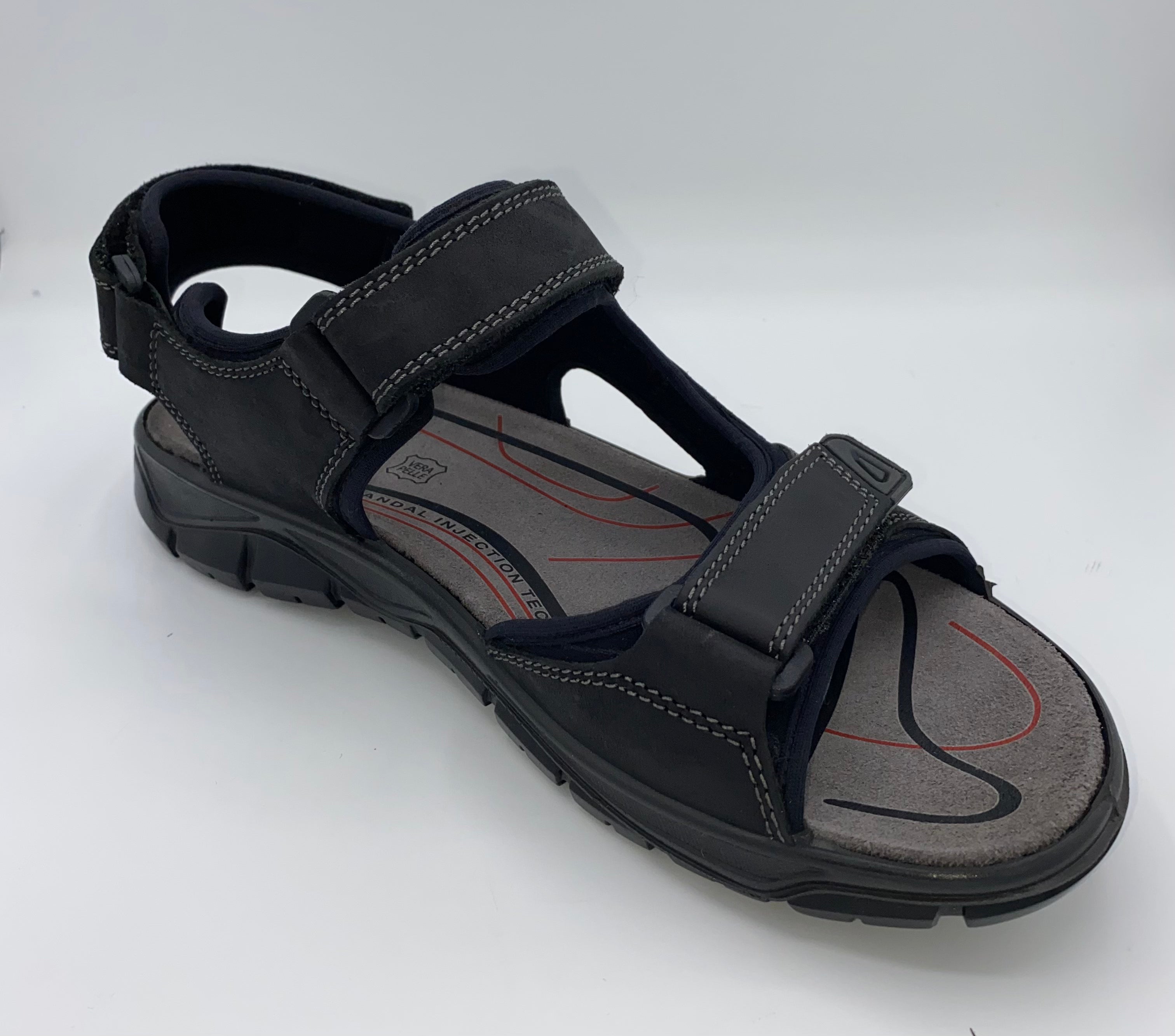 IMAC Italian Leather Velcro Sandals Black/Grey - 196269 3400/018