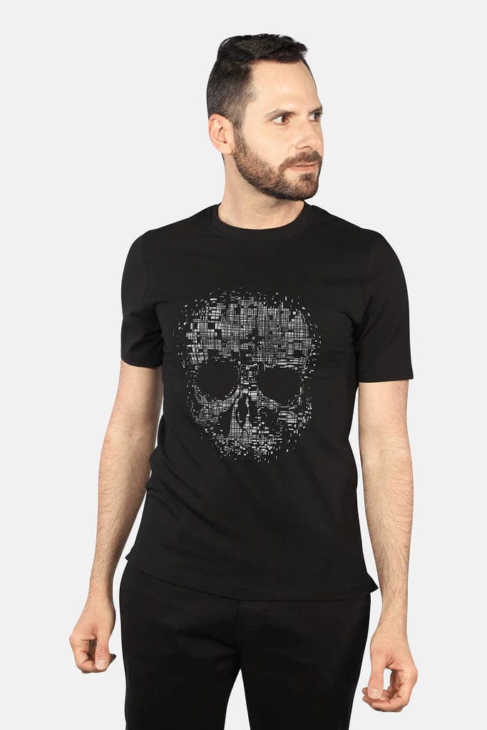 7 Downie St. Black Crew Neck Graphic T-Shirt - SKULL