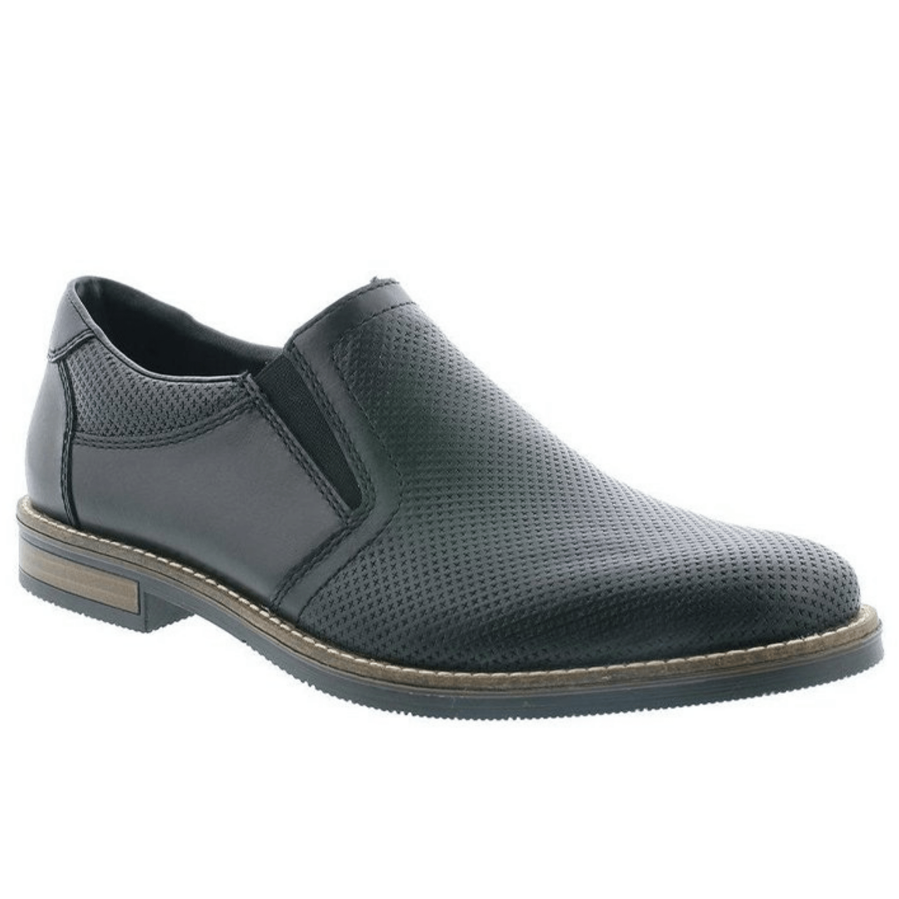 Rieker Perforated Black Slip On Dress Shoe - 13571 - 00