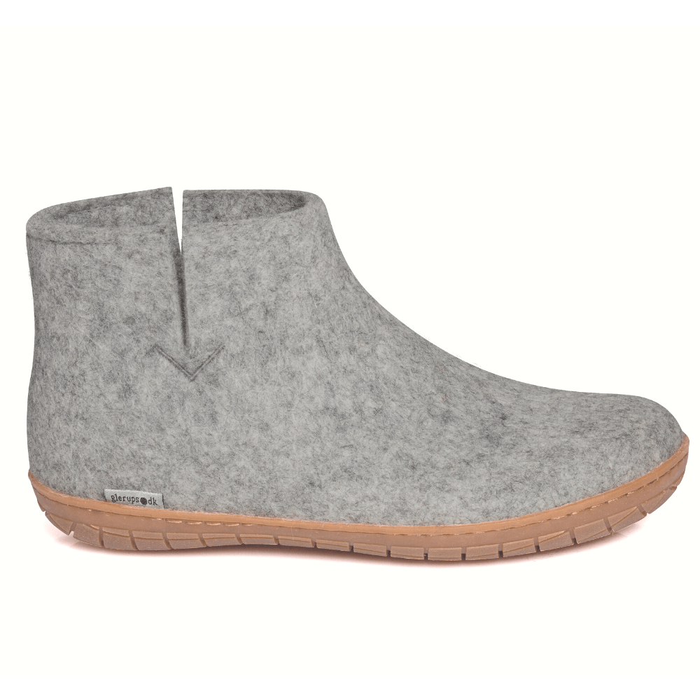 Glerups Slipper - Boot - Honey Rubber Sole - Grey GR-01-00