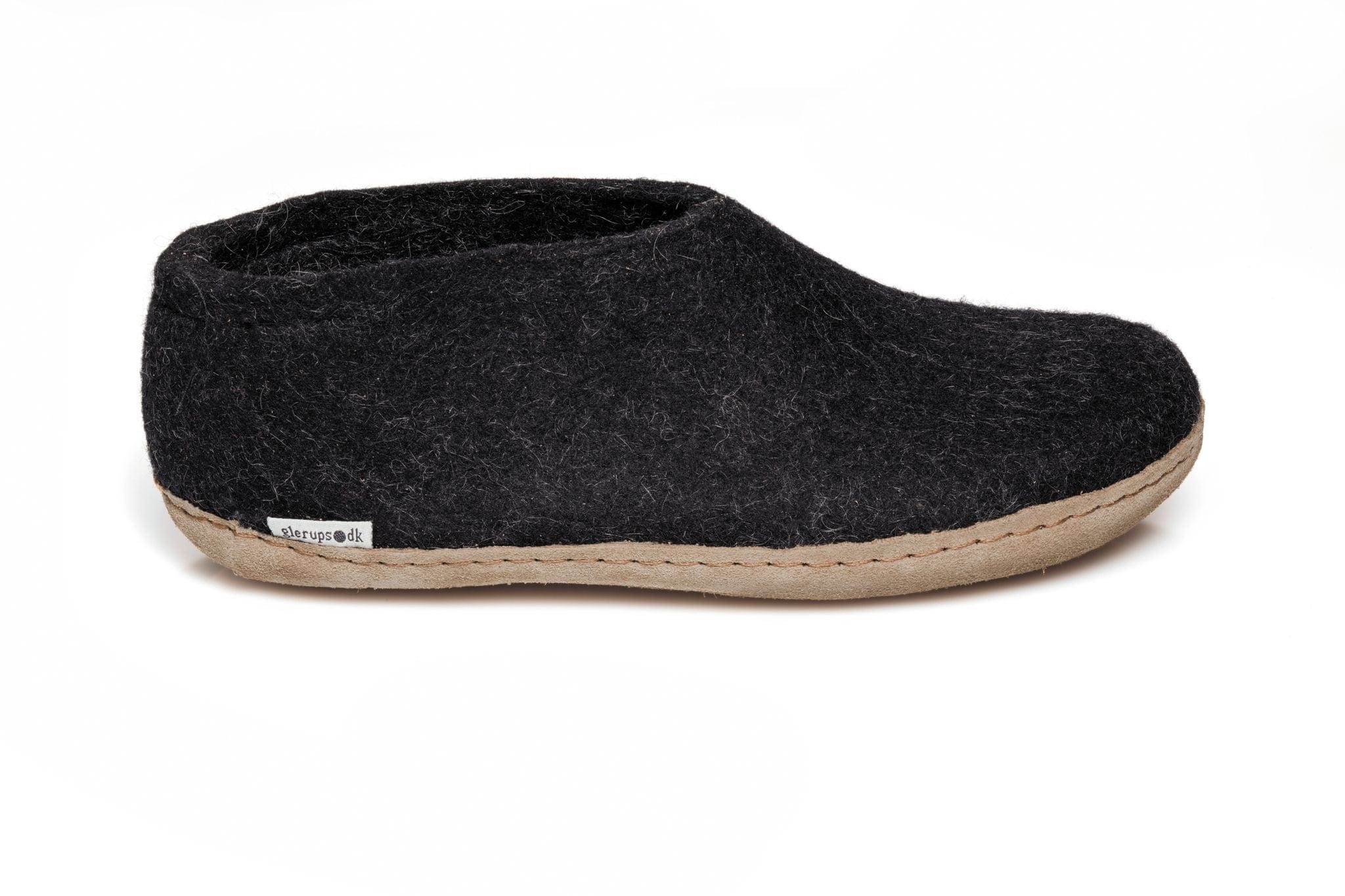 Glerups Slipper: Shoe, Charcoal, Leather A-02-00