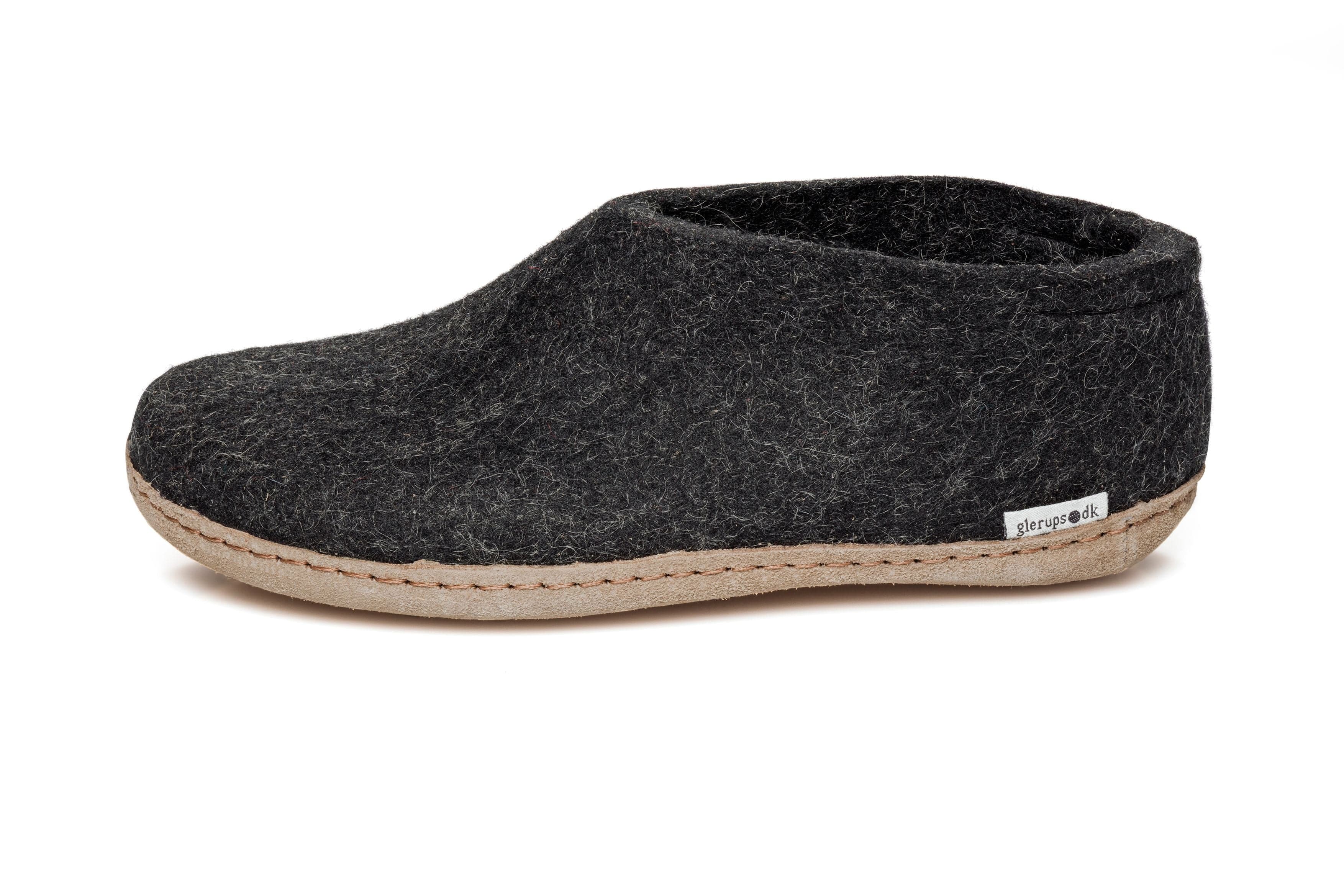 Glerups Slipper: Shoe, Charcoal, Leather A-02-00