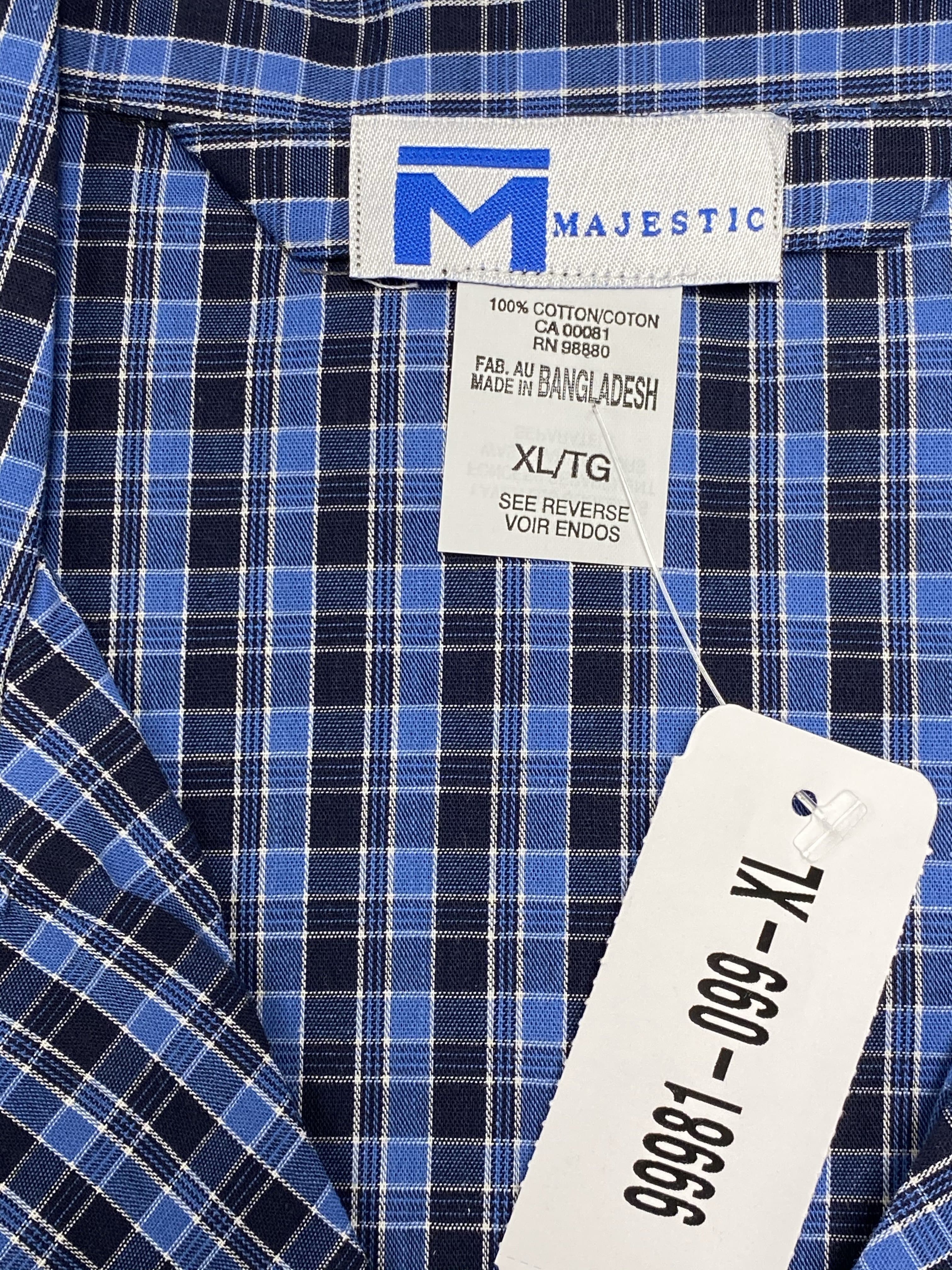 Majestic International Luxury Cotton Pyjama Set Blue Black Plaid - 99981 099