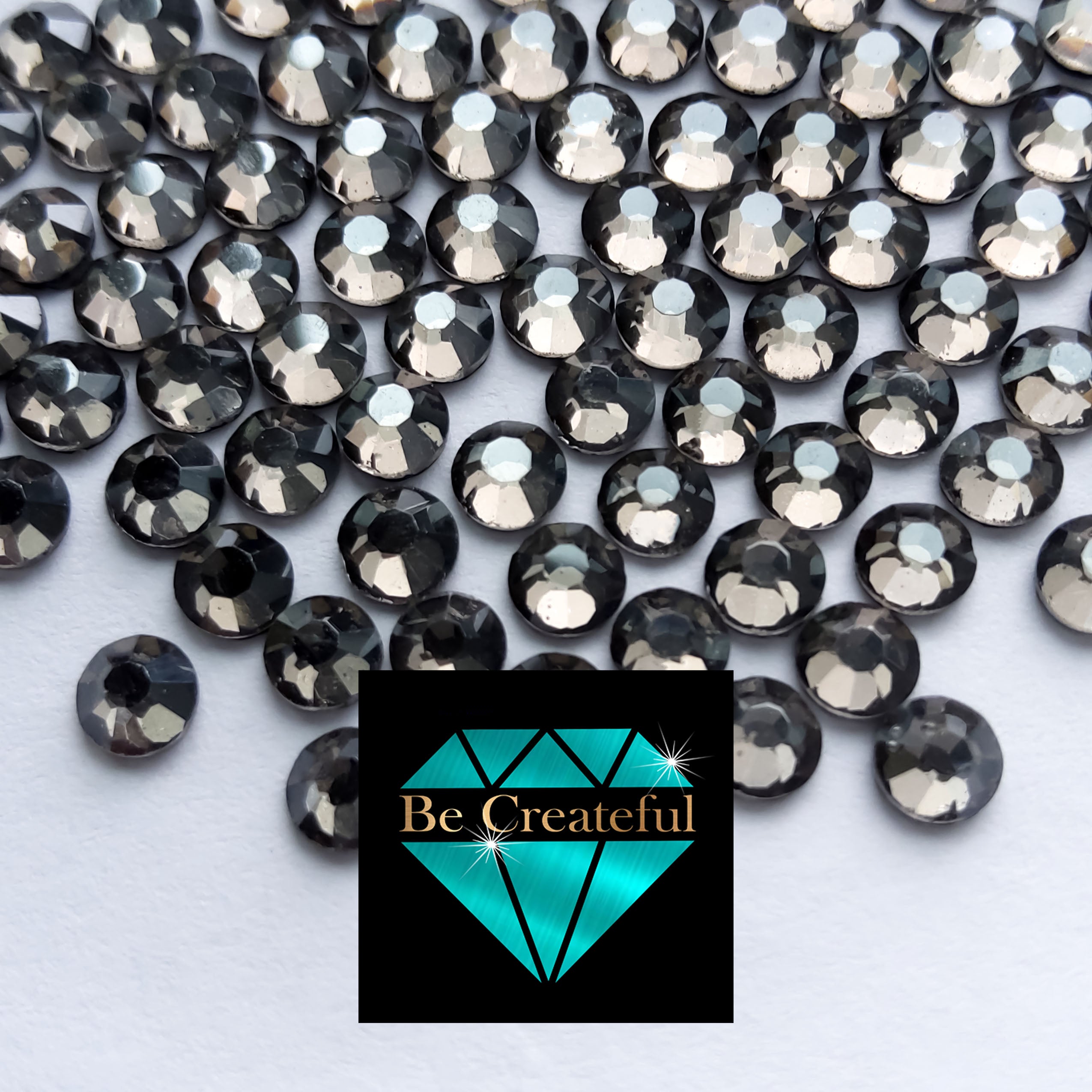 BULK Jet Black Glass FLATBACK Rhinestones