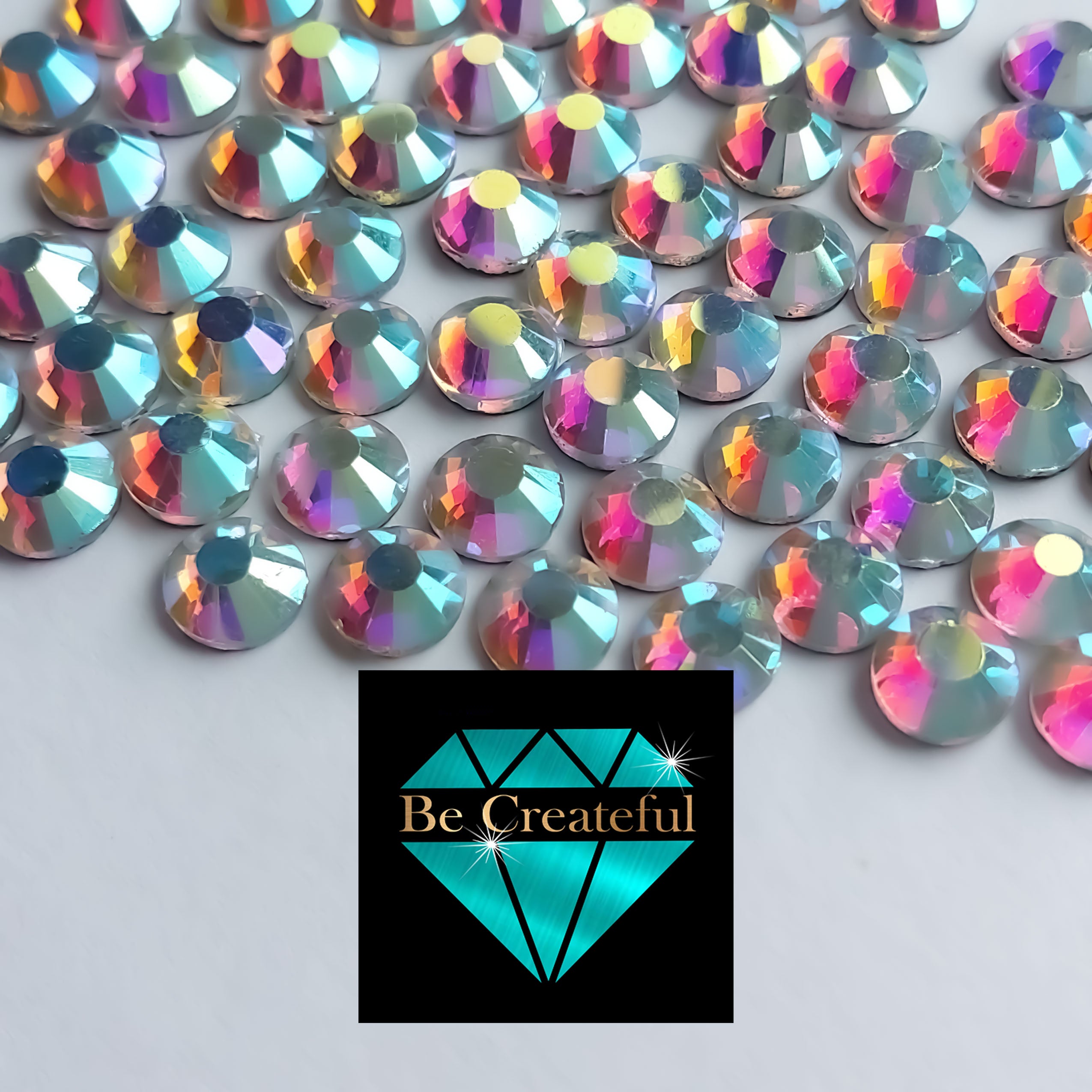 Be Createful - Flatback Foil Hyacinth AB Glass Rhinestones - Fast Shipping