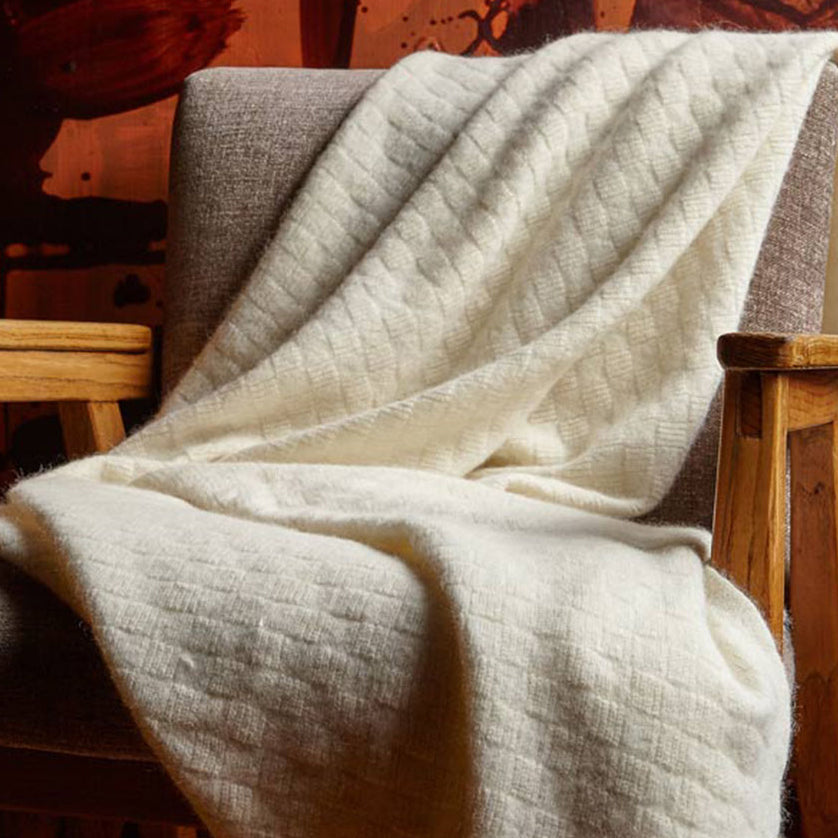 Bemboka Angora Merino Light Box Throw in natural colour