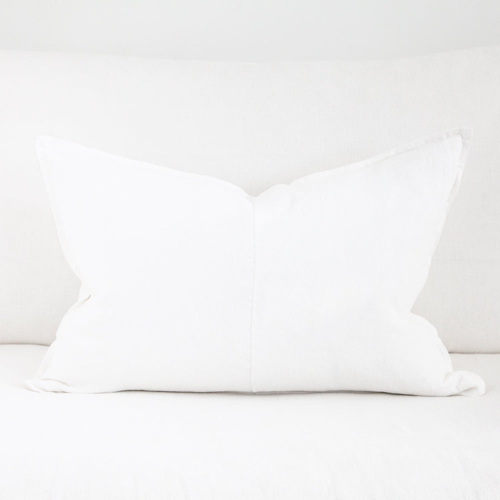 rectangular white linen cushion