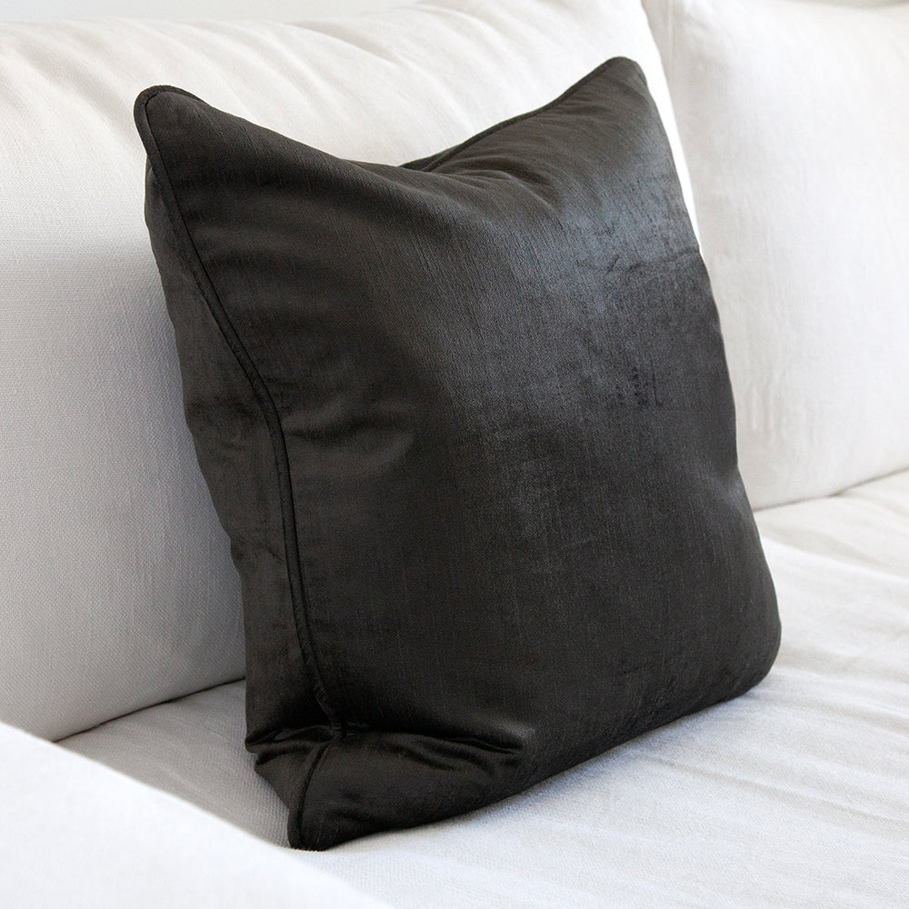 square graphite velvet cushion