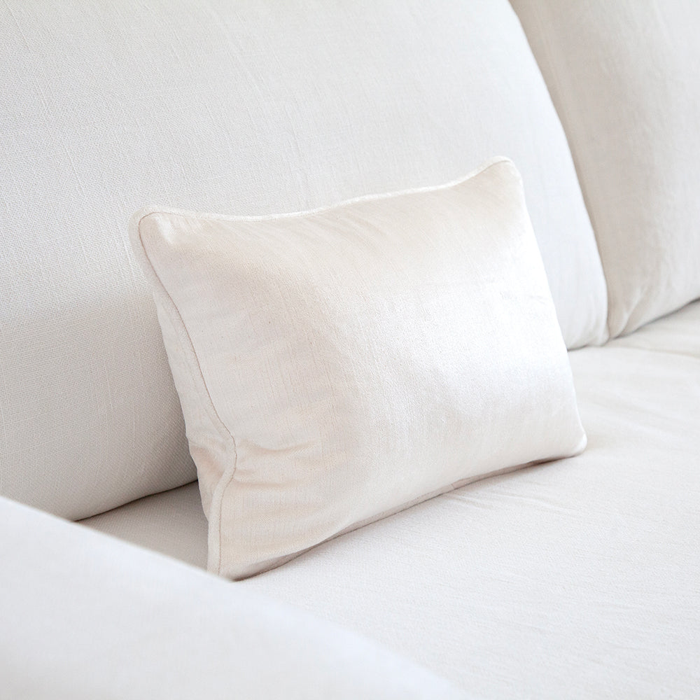 small off white velvet cushion