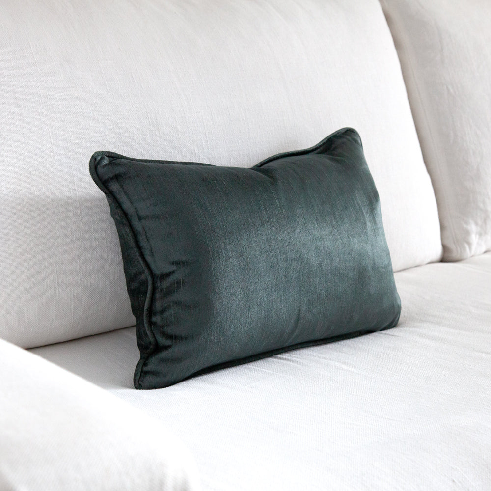 dark teal blue green velvet cushion