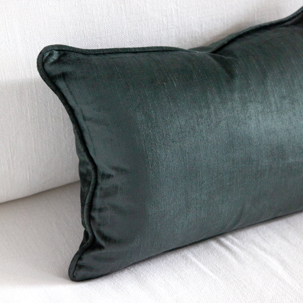 dark teal blue green velvet cushion