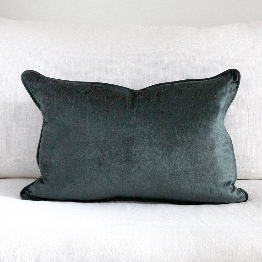 deep teal velvet cushion