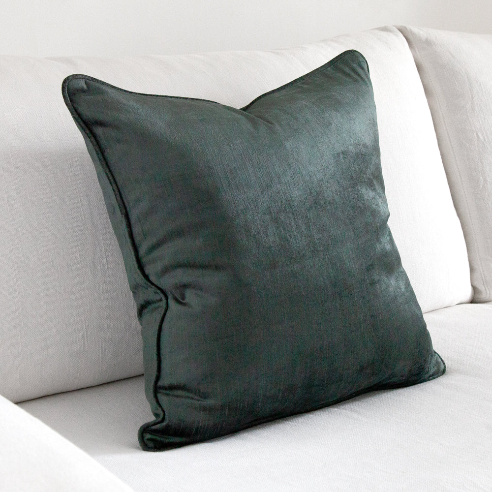 square teal velvet cushion