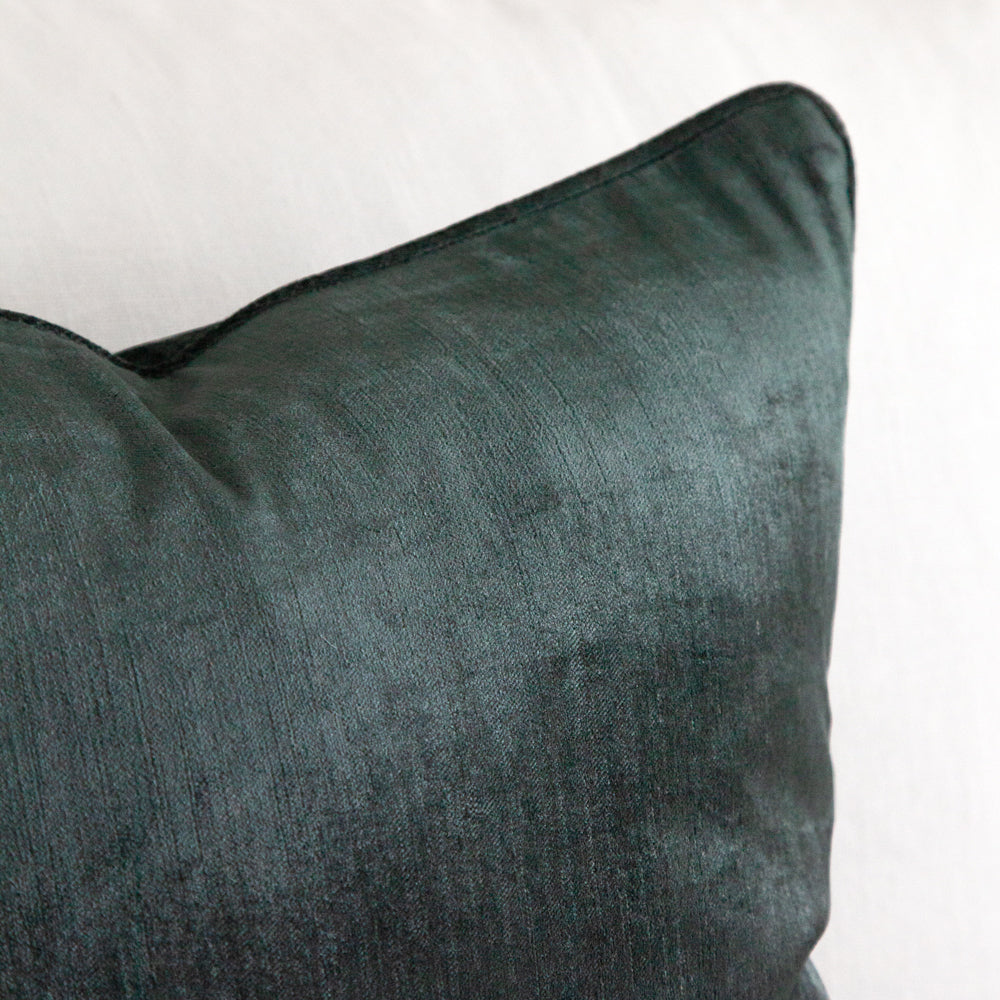 close up of square velvet cushion