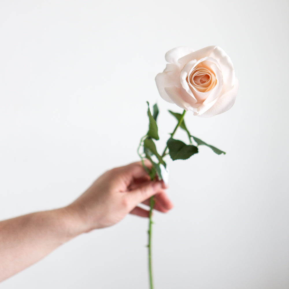 artificial pale pink single stem rose
