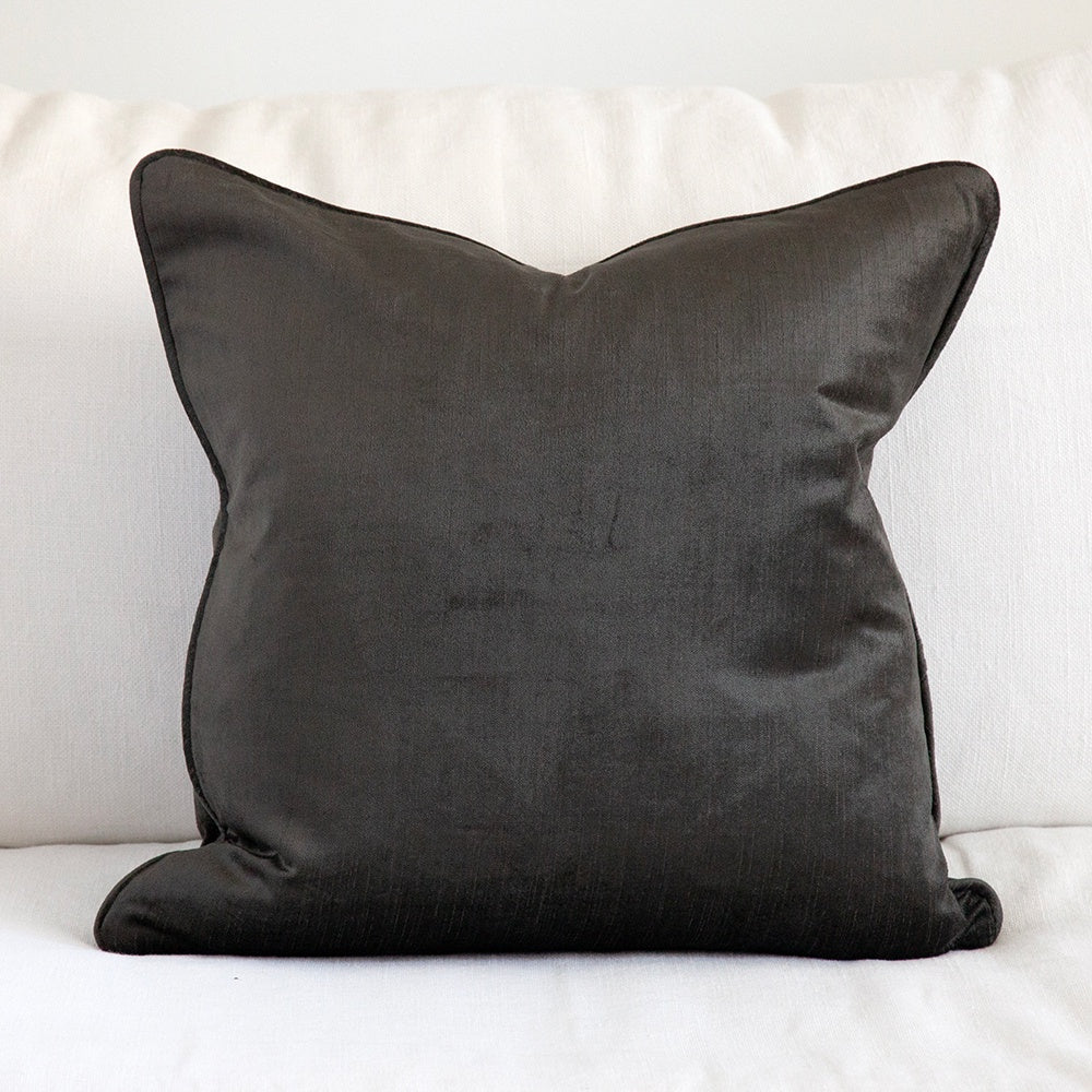 square graphite velvet cushion