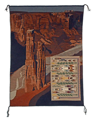 Spider Rock Pictorial Navajo Rug : Marion Nez : Churro 1658