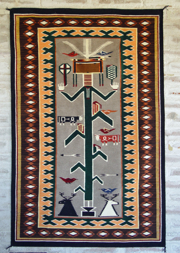 Cornstalk Yei Navajo Rug