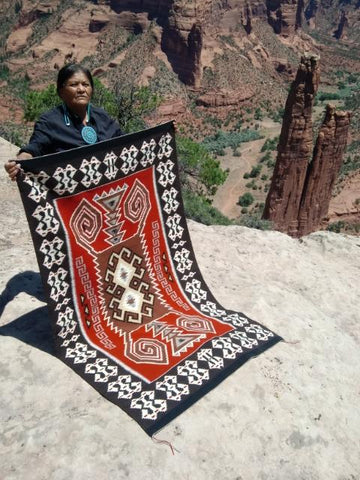 Bistie / Teec Nos Pos / Storm Variant  Navajo Rug :  Elsie Bia : Churro 1669 : 44.5" x 73" Rich text editor