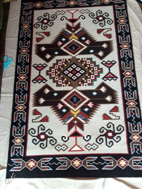 Bistie Navajo Rug : Cara Yazzie : Churro 1675 : 38" x 60"