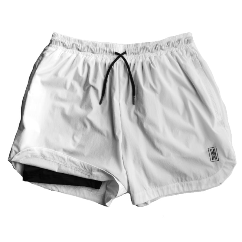 GetUSCart- BALEAF Men's Woven 5 Inches Running Workout Shorts Zipper Pocket  White Size XL