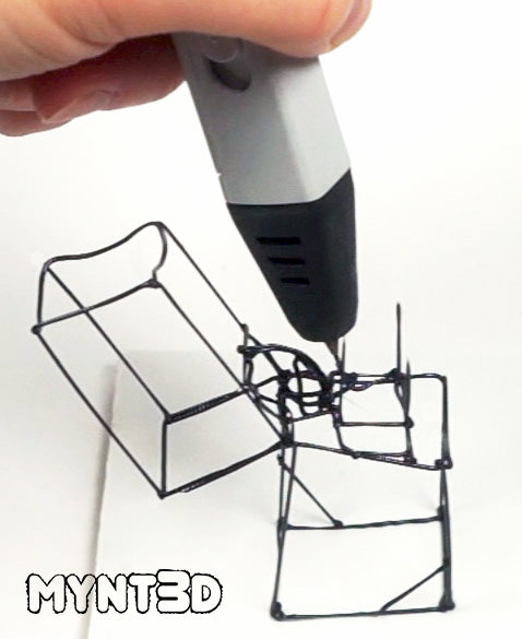3d printing pen drawing a flip Zippo lighter line art style freehand demo of sculpture technology that can be used in science, math, art lessons in perspective 