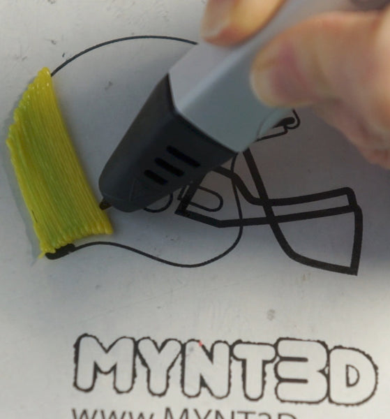 Beginner 3D pen project easy football helmet made using a FREE printable project template stencil - go to MYNT3D blog to get all 5 Super Bowl party project tutorials