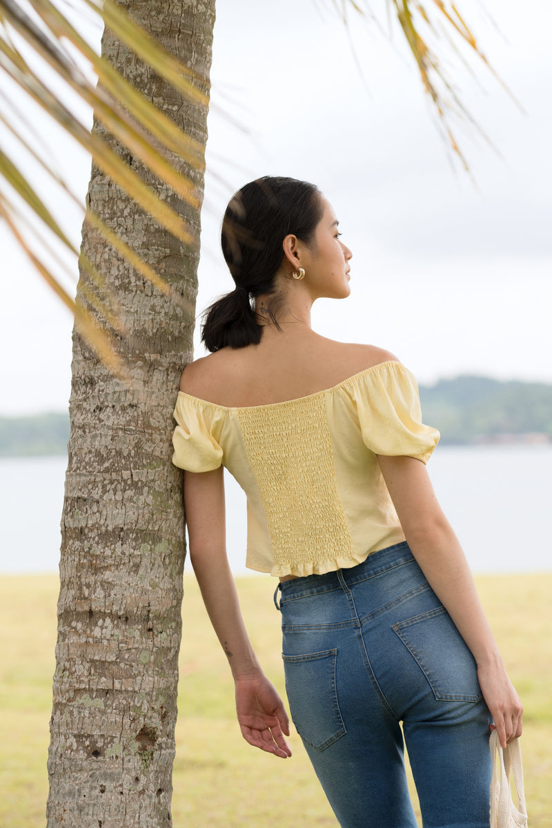 yellow puff sleeve top