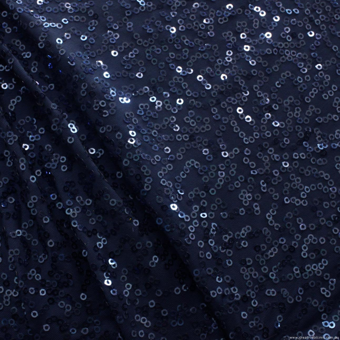 Glitz Stretch Mini Sequin Fabric Navy Blue, by the yard