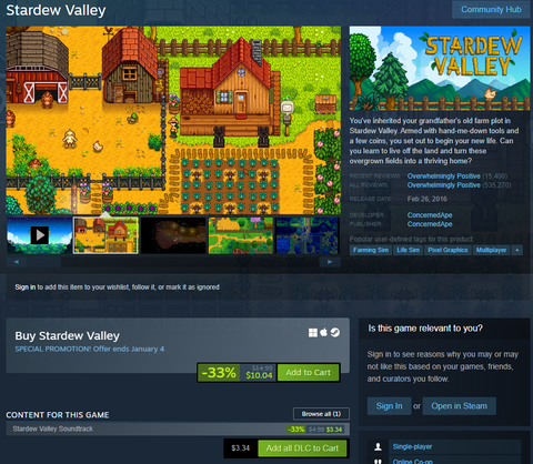 Stardew Valley Steam Winter Sale