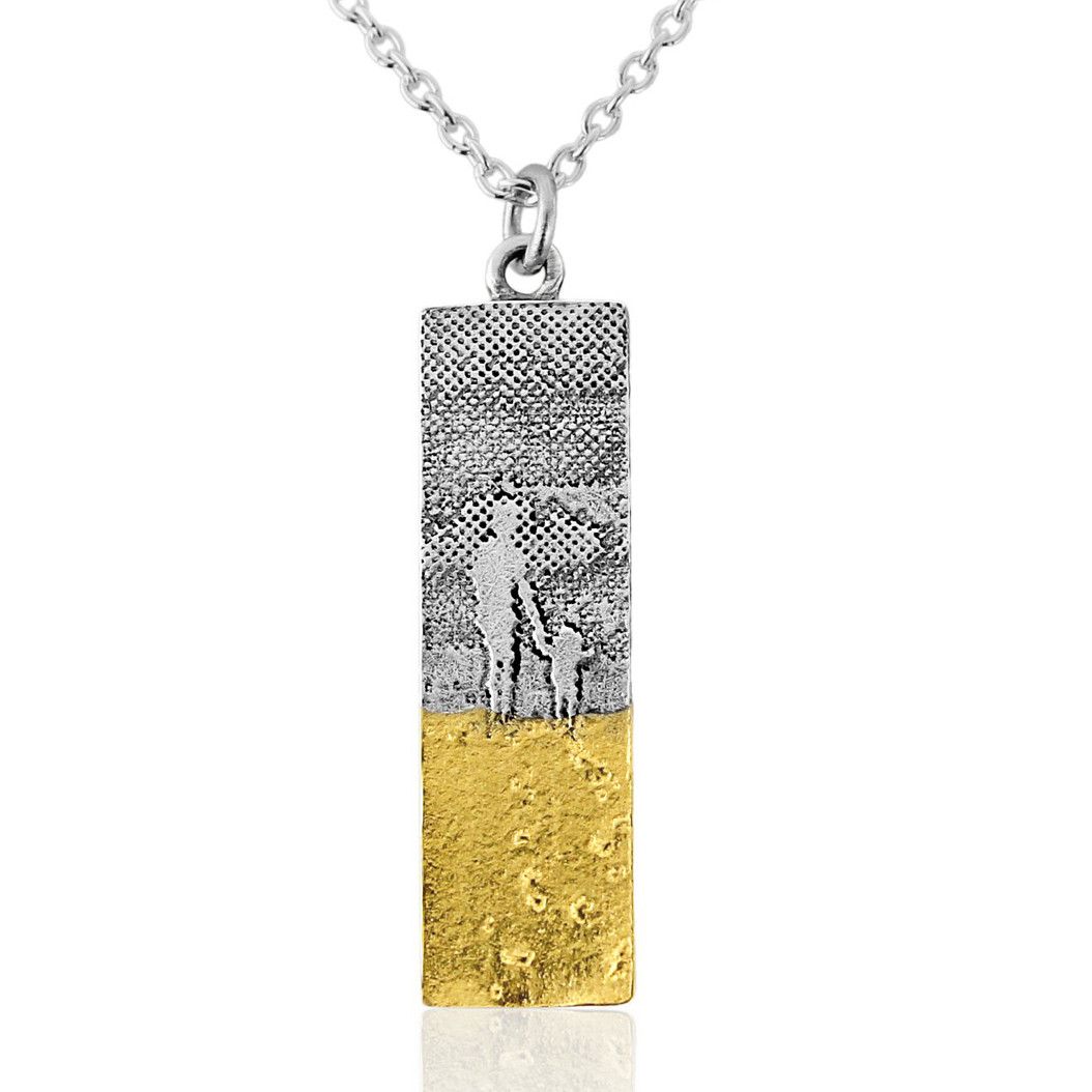 Mother and Child Footprints in the Sand Necklace (Small) | Handmad...