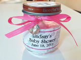 alt="Baby shower candle in a jar favour "