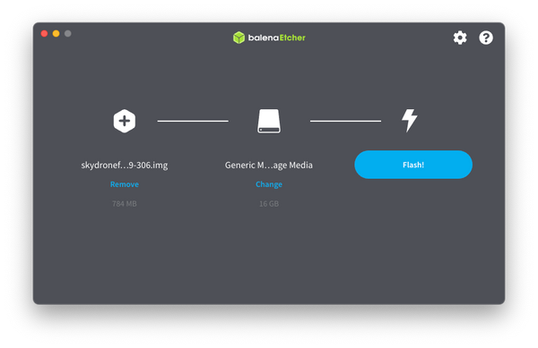 Flash Sky Drone Firmware using Etcher