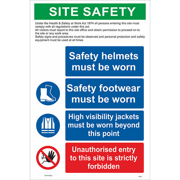 Site Safety Sign/PPE and Unauthorised Enrty | Health and Safety Signs