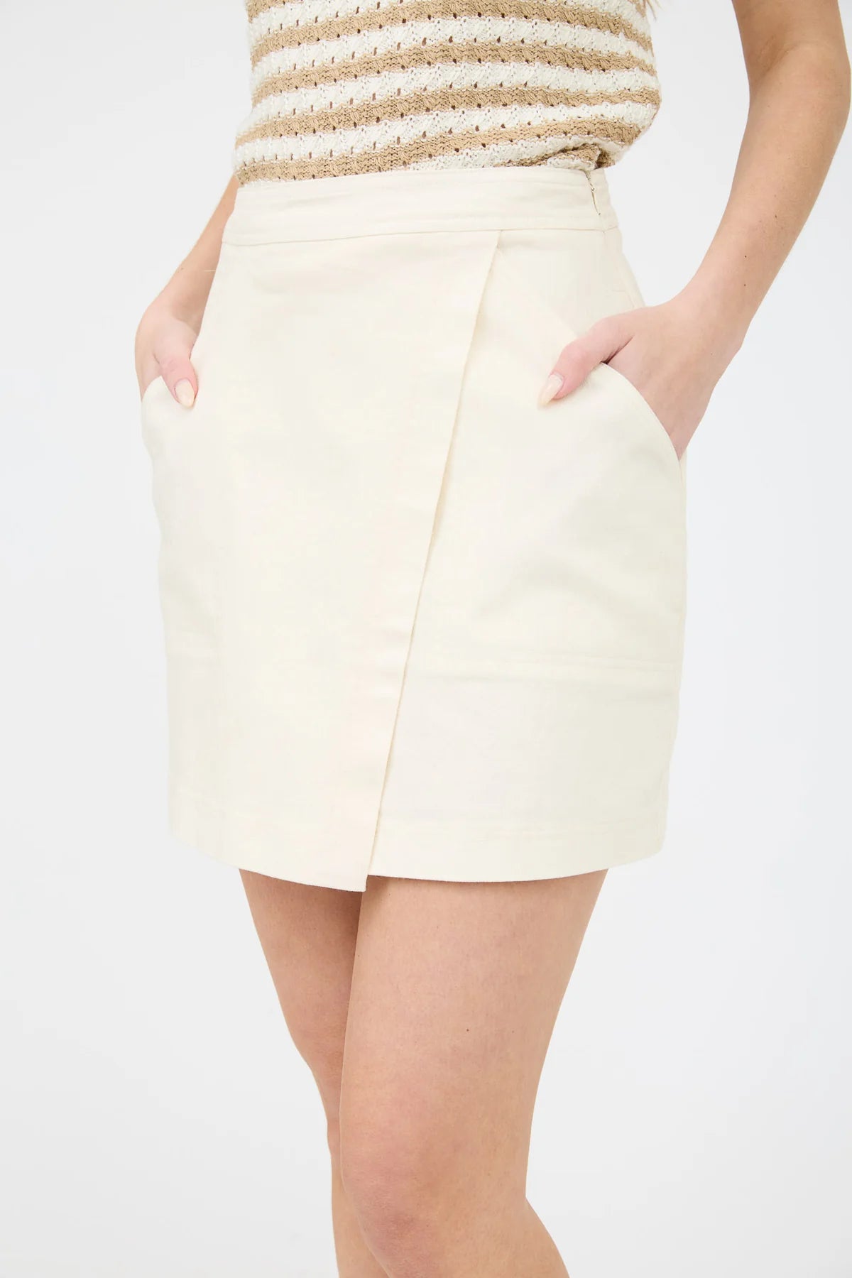 High Waist Wrap Denim Mini Skirt