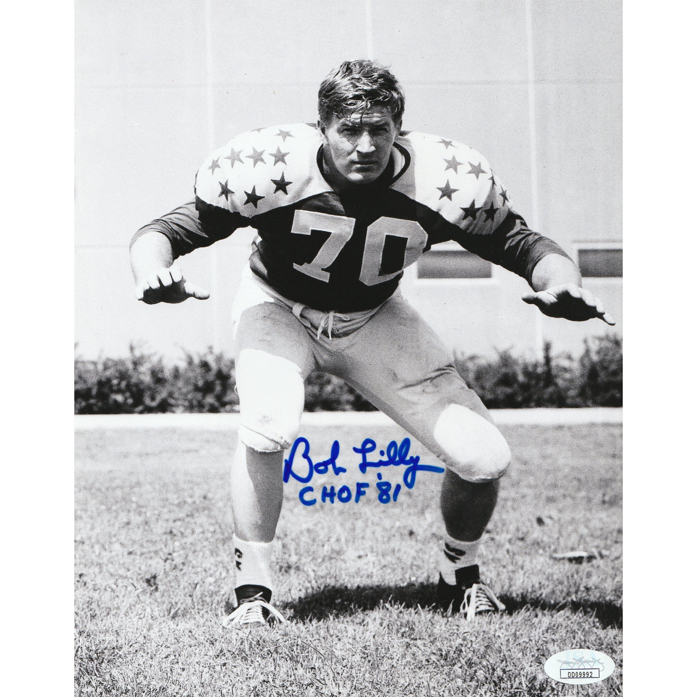 Autographed BOB LILLY Dallas Cowboys 1966 Philadelphia Gum Card