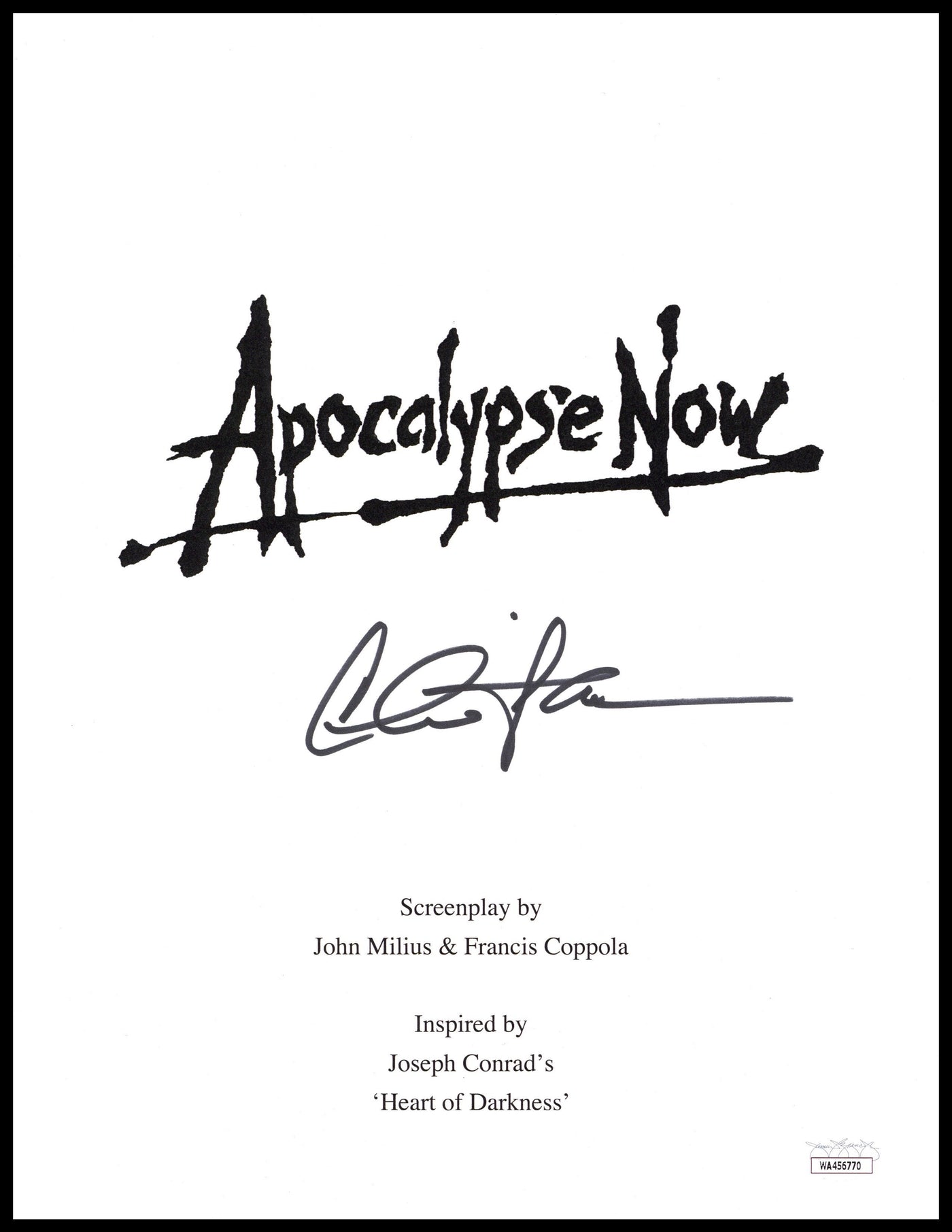 Charlie Sheen Signed Apocalypse Now Movie Script Cover Autographed Jsa Zobie Productions