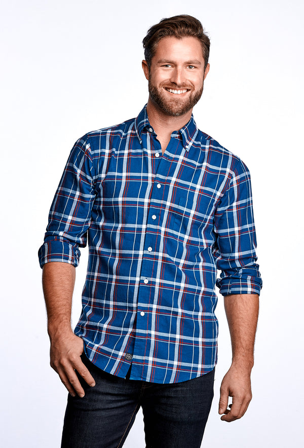 Axel Shirt - Sailor Blue & Red Plaid [final sale] - THOM KELLY