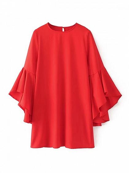 Red Flare Sleeve Shift Mini Dress – chiclookcloset