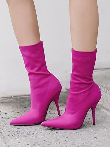 Hot Pink Stretch Heeled Ankle Boots – chiclookcloset