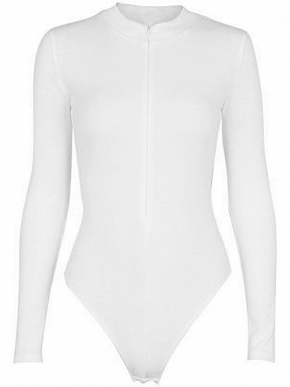 white zip bodysuit