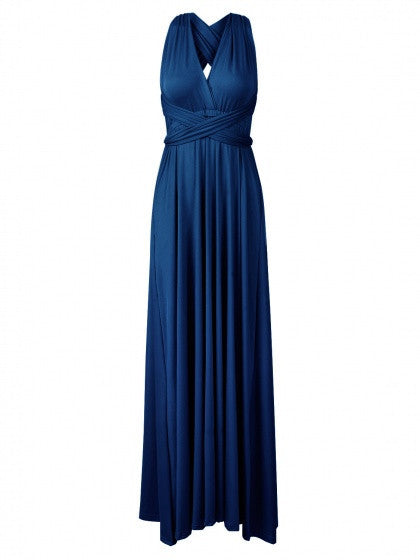 Navy Blue Multi-way Wrap Twisted Strap Maxi Party Dress – chiclookcloset