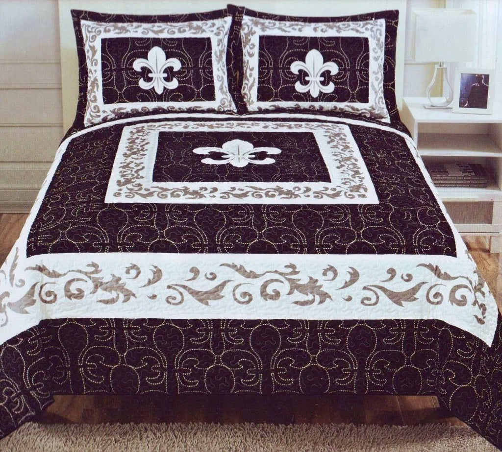 3 Piece Fleur De Lis Quilt Pillowcases Set Zana Horse