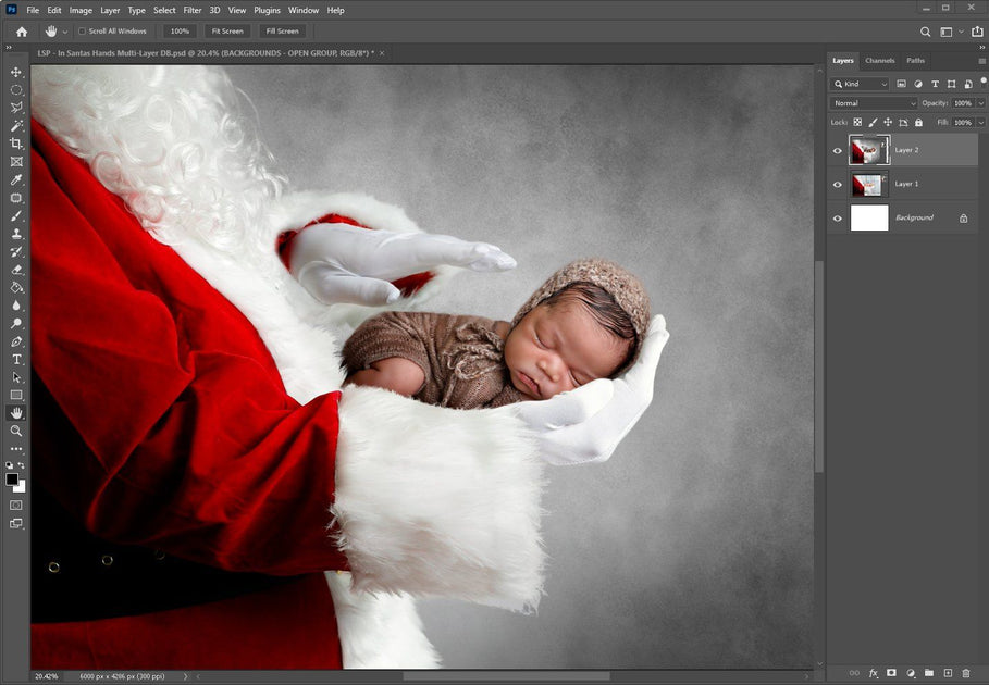 Santa Father Christmas Newborn Digital Background | Ana Brandt LSP Actions  | Multi-Layer options for photoshop – LSP Actions by Lemon Sky