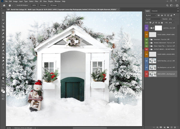 North Pole Cottage | Multi-Layer Photoshop File | Family, child, baby, pet  christmas digital | Christmas House – LSP Actions by Lemon Sky