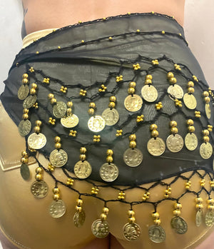 Black Bellydance Gold Coin Belt