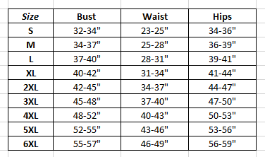 Corset Sizing Information Perth